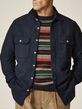 J. Crew Mens Indigo Blue Heavyweight Chamois Workshirt In Japanese Cotton Size S